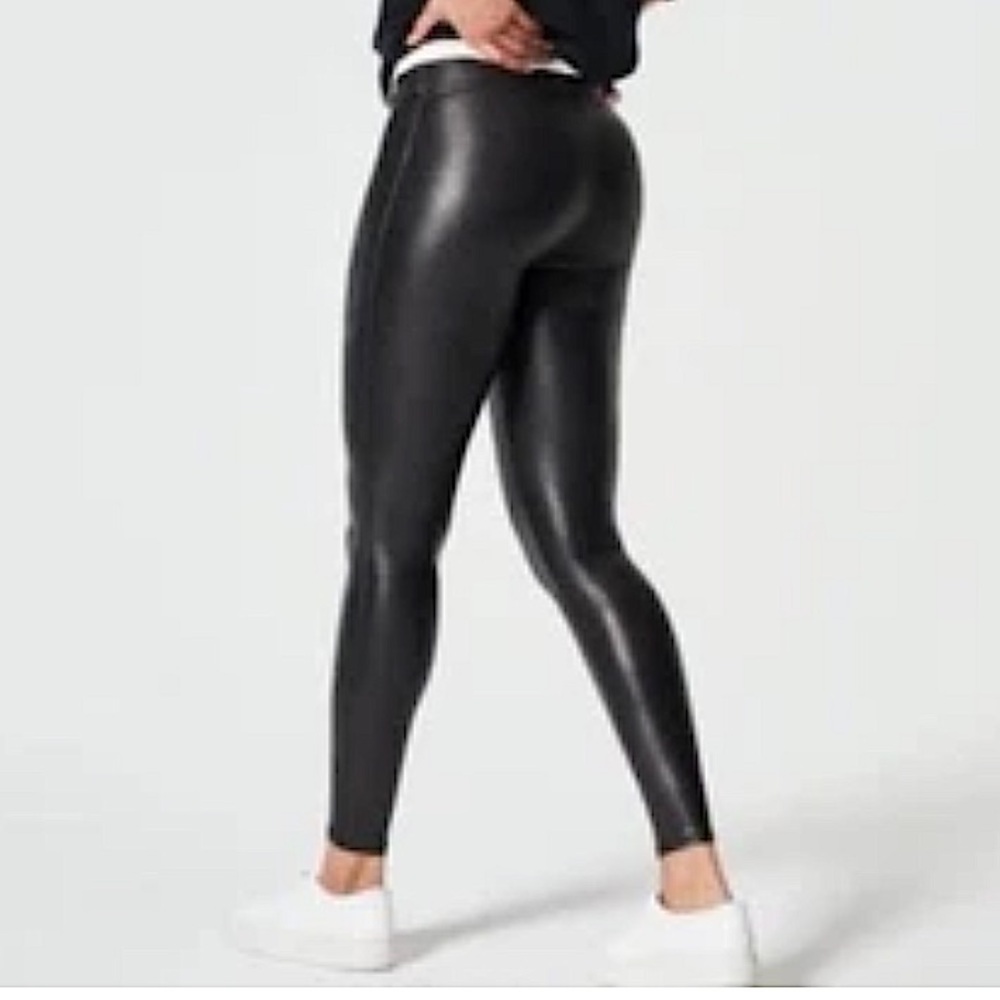 SPANX Faux Leather Black High-Waist Leggings